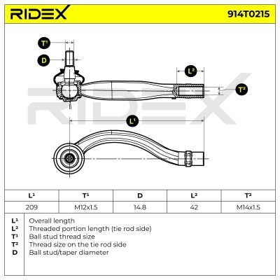 Końcówka drążka kierowniczego RIDEX 914T0215 914T0215 - foto 7