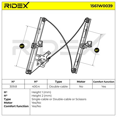 Podnośnik szyby RIDEX 1561W0039 1561W0039 - foto 2