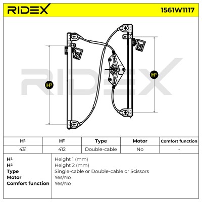 Podnośnik szyby RIDEX 1561W1117 1561W1117 - foto 6