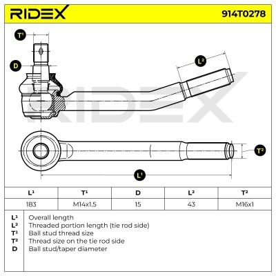 Końcówka drążka kierowniczego RIDEX 914T0278 914T0278 - foto 6