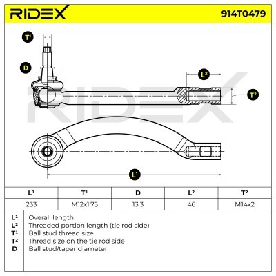 Końcówka drążka kierowniczego RIDEX 914T0479 914T0479 - foto 5