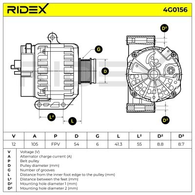 Alternator RIDEX 4G0156 4G0156 - foto 6
