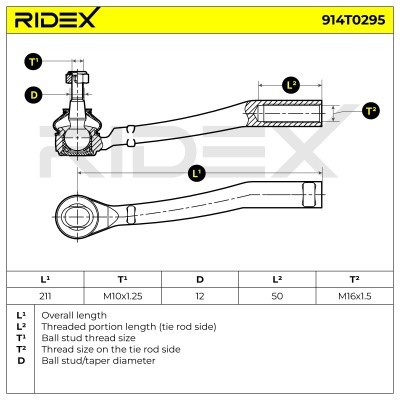 Końcówka drążka kierowniczego RIDEX 914T0295 914T0295 - foto 5