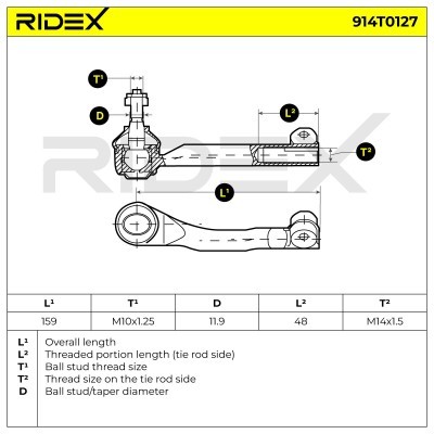 Końcówka drążka kierowniczego RIDEX 914T0127 914T0127 - foto 9