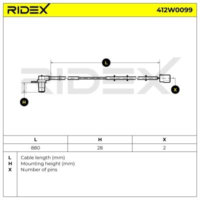 Czujnik ABS RIDEX 412W0099 412W0099 - foto 6
