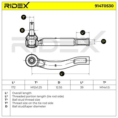 Końcówka drążka kierowniczego RIDEX 914T0530 914T0530 - foto 6