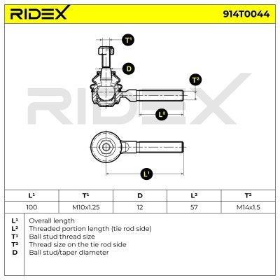 Końcówka drążka kierowniczego RIDEX 914T0044 914T0044 - foto 5