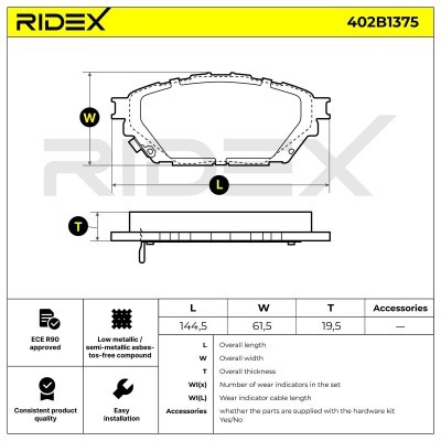 Klocki hamulcowe RIDEX 402B1375 402B1375 - foto 7