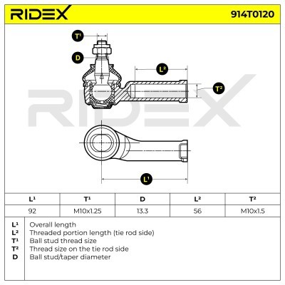 Końcówka drążka kierowniczego RIDEX 914T0120 914T0120 - foto 6