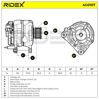 Alternator RIDEX 4G0107 4G0107 - foto 7