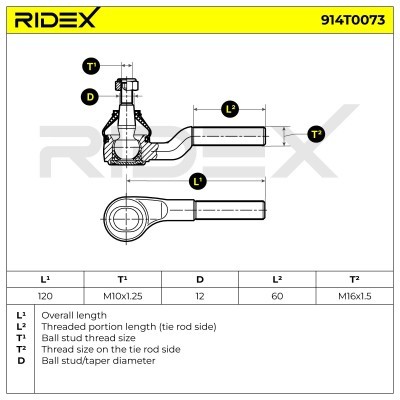 Końcówka drążka kierowniczego RIDEX 914T0073 914T0073 - foto 3