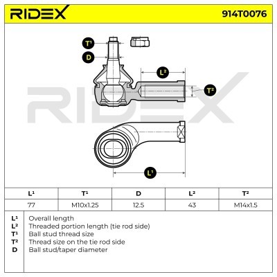 Końcówka drążka kierowniczego RIDEX 914T0076 914T0076 - foto 9