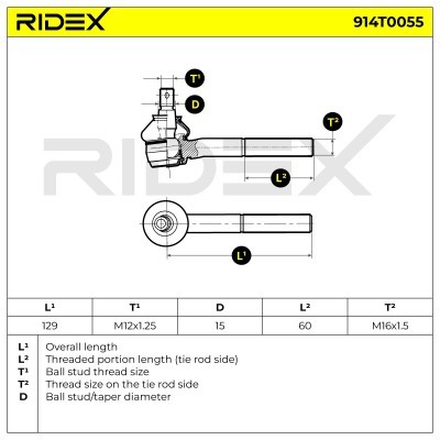 Końcówka drążka kierowniczego RIDEX 914T0055 914T0055 - foto 6