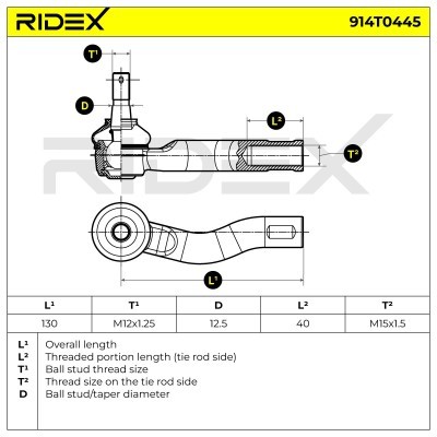 Końcówka drążka kierowniczego RIDEX 914T0445 914T0445 - foto 7