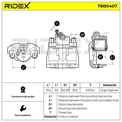 Zacisk Hamulcowy RIDEX 78B0407 78B0407 - foto 3