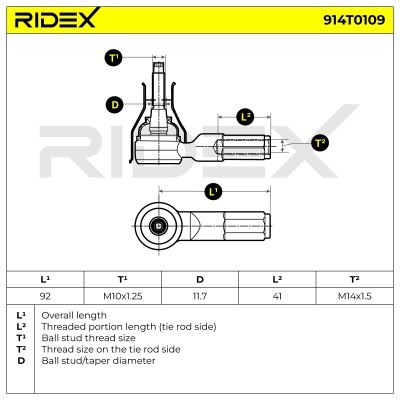 Końcówka drążka kierowniczego RIDEX 914T0109 914T0109 - foto 3