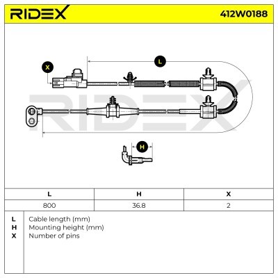 Czujnik ABS RIDEX 412W0188 412W0188 - foto 6