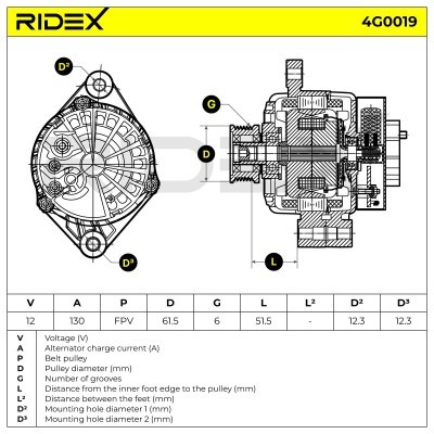 Alternator RIDEX 4G0019 4G0019 - foto 6