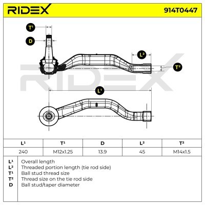 Końcówka drążka kierowniczego RIDEX 914T0447 914T0447 - foto 6