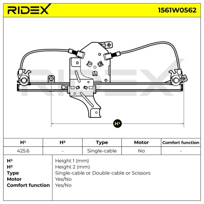 Podnośnik szyby RIDEX 1561W0562 1561W0562 - foto 7