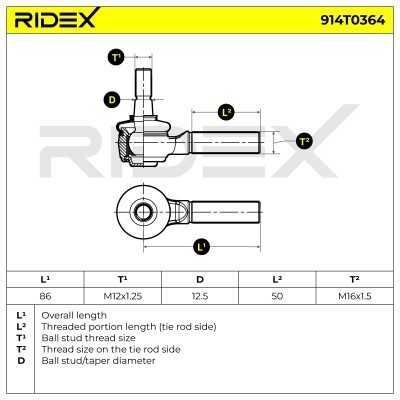 Końcówka drążka kierowniczego RIDEX 914T0364 914T0364 - foto 6