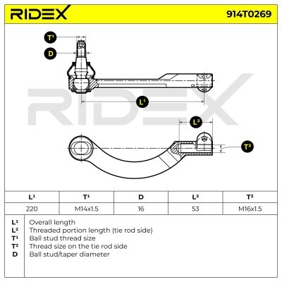 Końcówka drążka kierowniczego RIDEX 914T0269 914T0269 - foto 5