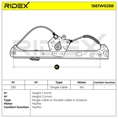 Podnośnik szyby RIDEX 1561W0258 1561W0258 - foto 6