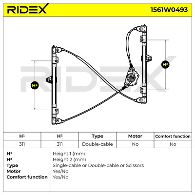 Podnośnik szyby RIDEX 1561W0493 1561W0493 - foto 6
