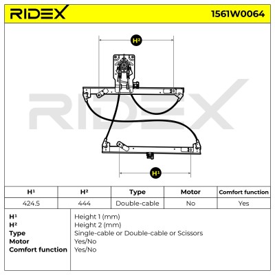 Podnośnik szyby RIDEX 1561W0064 1561W0064 - foto 5