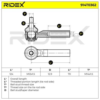 Końcówka drążka kierowniczego RIDEX 914T0362 914T0362 - foto 5