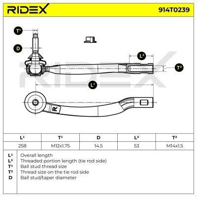 Końcówka drążka kierowniczego RIDEX 914T0239 914T0239 - foto 7