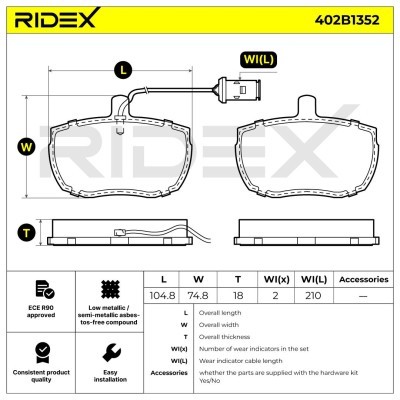 Klocki hamulcowe RIDEX 402B1352 402B1352 - foto 7