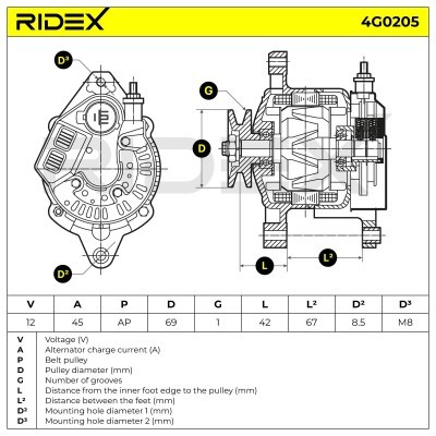 Alternator RIDEX 4G0205 4G0205 - foto 5