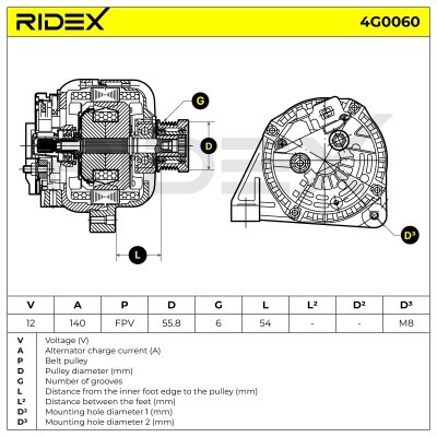 Alternator RIDEX 4G0060 4G0060 - foto 7