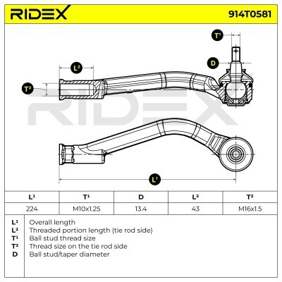 Końcówka drążka kierowniczego RIDEX 914T0581 914T0581 - foto 5