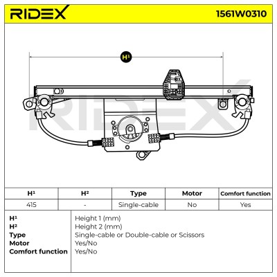 Podnośnik szyby RIDEX 1561W0310 1561W0310 - foto 6