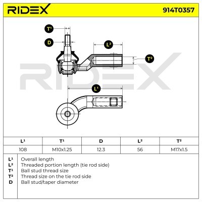 Końcówka drążka kierowniczego RIDEX 914T0357 914T0357 - foto 5