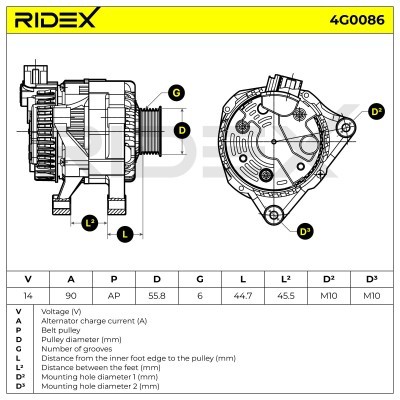 Alternator RIDEX 4G0086 4G0086 - foto 6