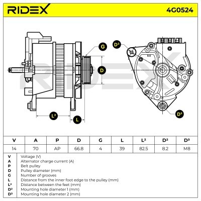 Alternator RIDEX 4G0524 4G0524 - foto 7