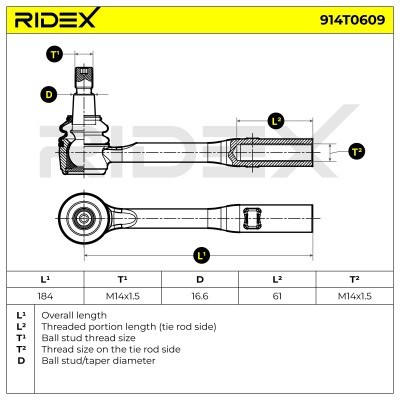 Końcówka drążka kierowniczego RIDEX 914T0609 914T0609 - foto 6