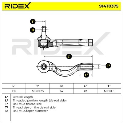 Końcówka drążka kierowniczego RIDEX 914T0375 914T0375 - foto 5
