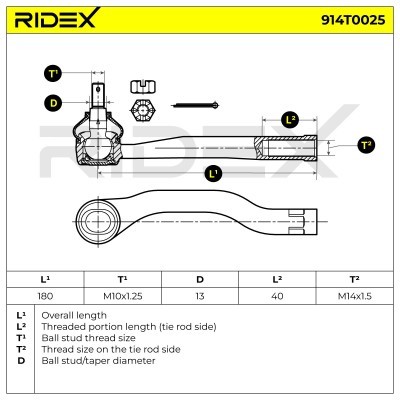Końcówka drążka kierowniczego RIDEX 914T0025 914T0025 - foto 3
