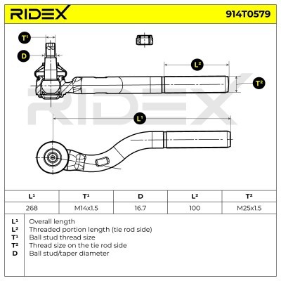 Końcówka drążka kierowniczego RIDEX 914T0579 914T0579 - foto 6