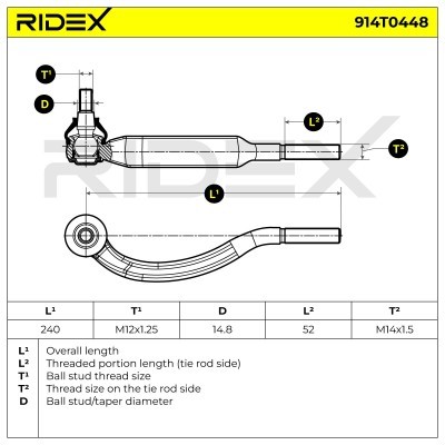 Końcówka drążka kierowniczego RIDEX 914T0448 914T0448 - foto 5