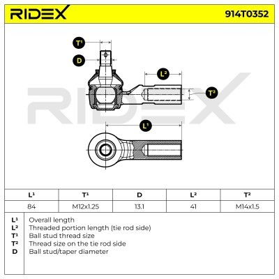 Końcówka drążka kierowniczego RIDEX 914T0352 914T0352 - foto 4