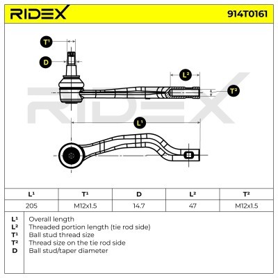 Końcówka drążka kierowniczego RIDEX 914T0161 914T0161 - foto 4