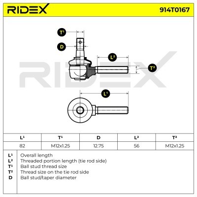 Końcówka drążka kierowniczego RIDEX 914T0167 914T0167 - foto 5