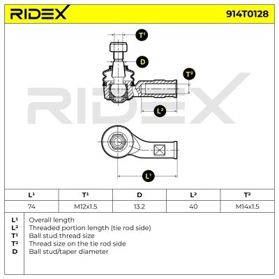 Końcówka drążka kierowniczego RIDEX 914T0128 914T0128 - foto 6