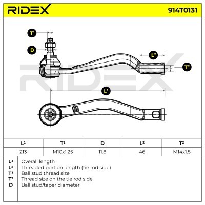 Końcówka drążka kierowniczego RIDEX 914T0131 914T0131 - foto 5