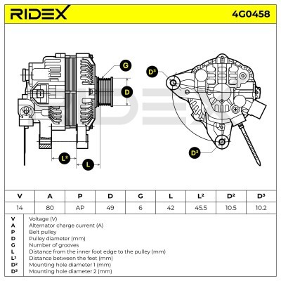 Alternator RIDEX 4G0458 4G0458 - foto 5